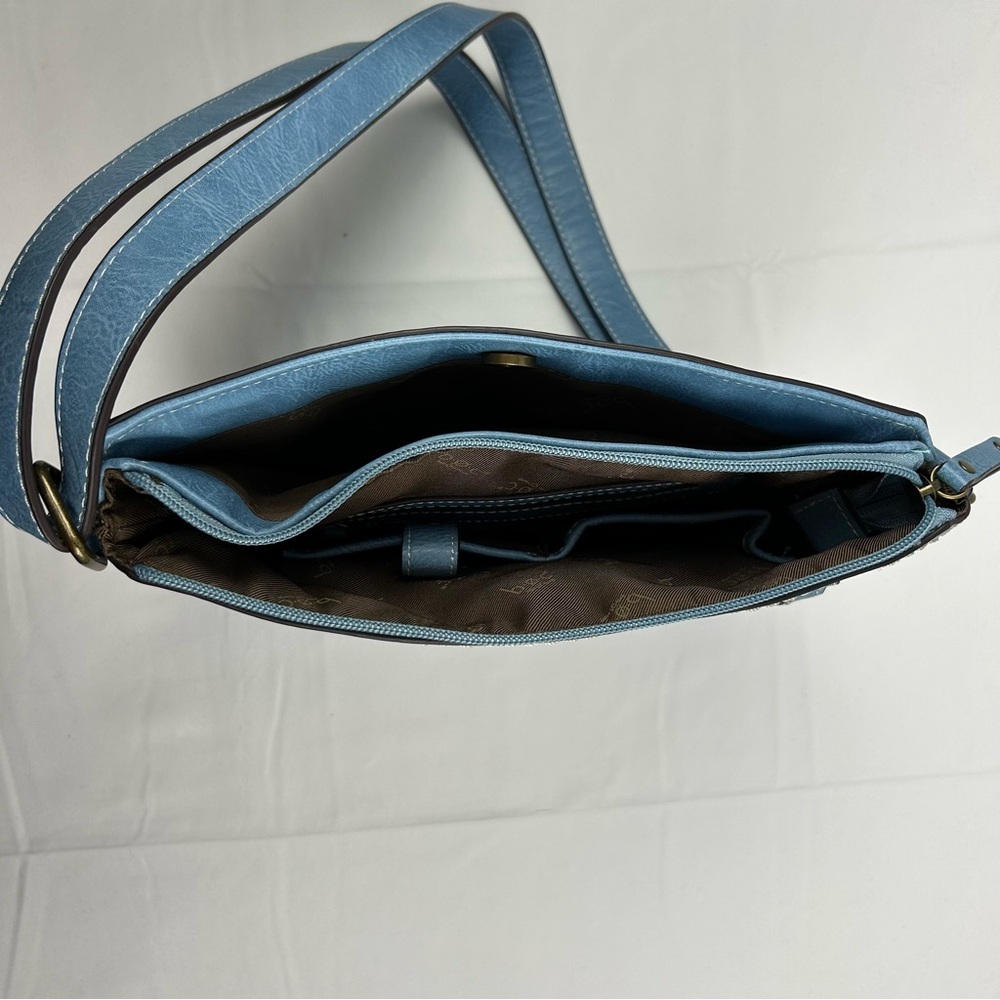 BOC Born Concept Crossbody Shoulder Purse Faux Leather Blue Denim Color - Picture 4 of 13